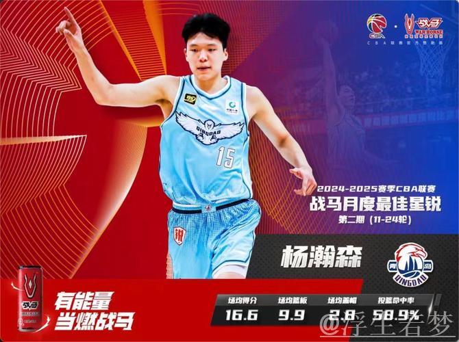 杨瀚森荣膺周最佳与月度最佳新星双荣誉 杨瀚森荣膺周最佳与月度最佳新星双荣誉